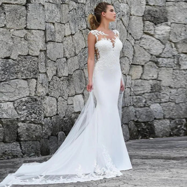 Robe mariée sirène longue traîne femme