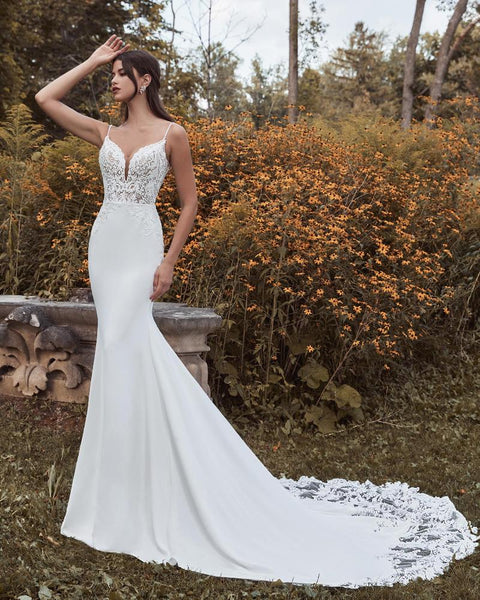 Robe de mariée sirène dos nu dentelle Blanc / 32