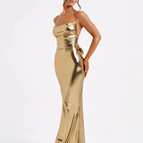 Robe sirène dorée à bretelles Dorée / 34