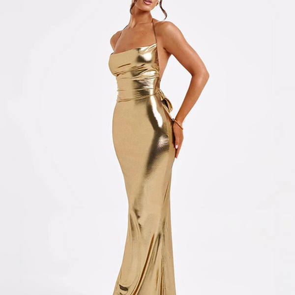 Robe sirène dorée à bretelles Dorée / 34