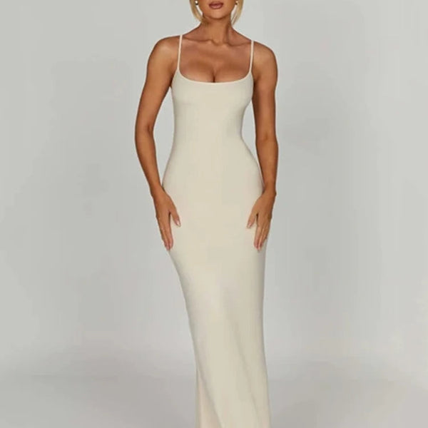 Robe trompette sirène à bretelles fines Blanc / XS