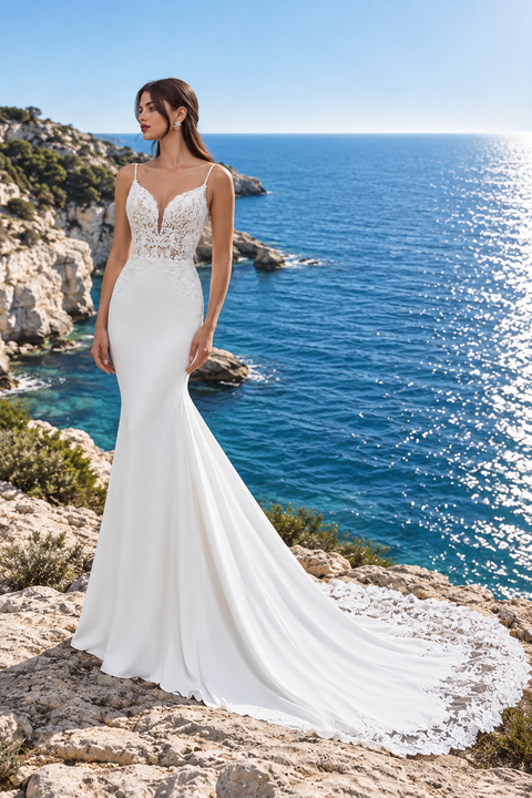 Robe de mariée sirène dos nu dentelle