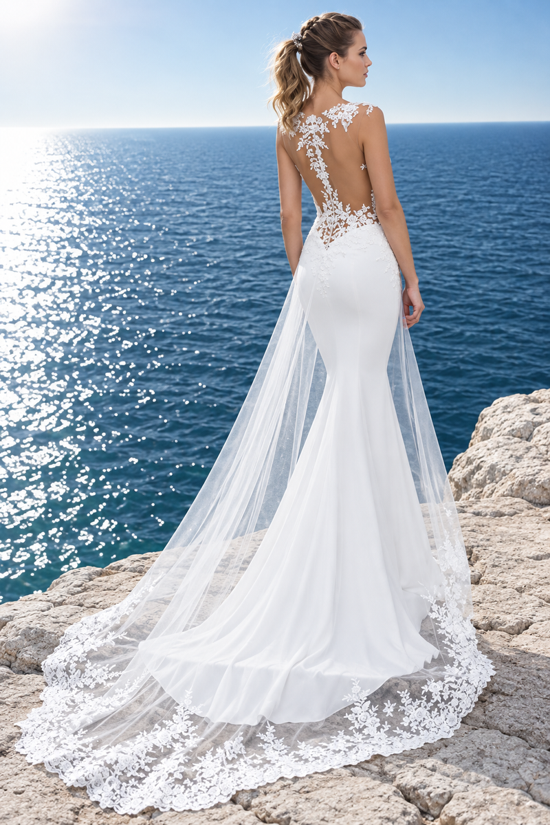Robe mariée sirène longue traîne