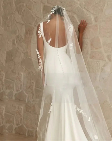 Robe de mariée sirène décolleté carré avec voile