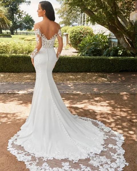 Robe de mariée sirène dos nu avec dentelle