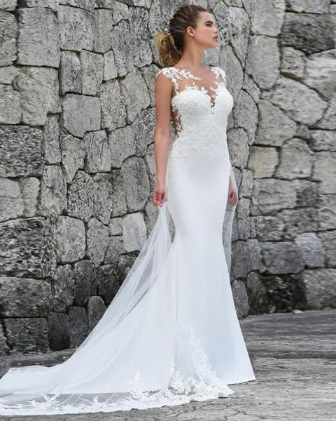 Robe mariée sirène longue traîne femme