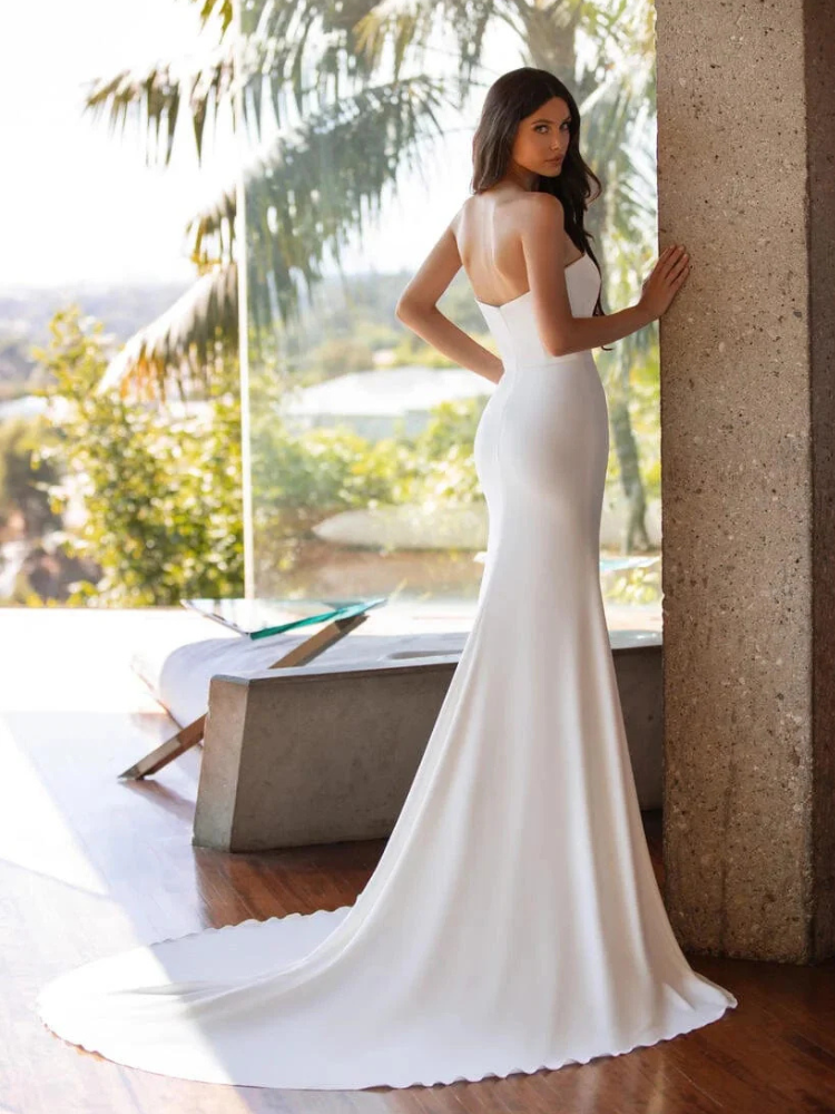 Robe sirène blanche mariage de dos