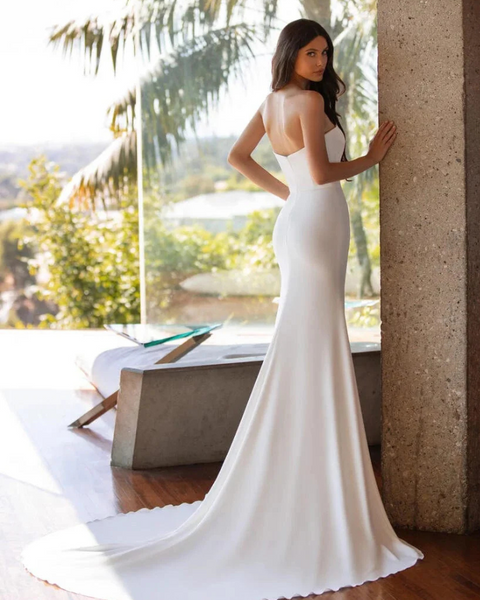 Robe sirène blanche mariage de dos