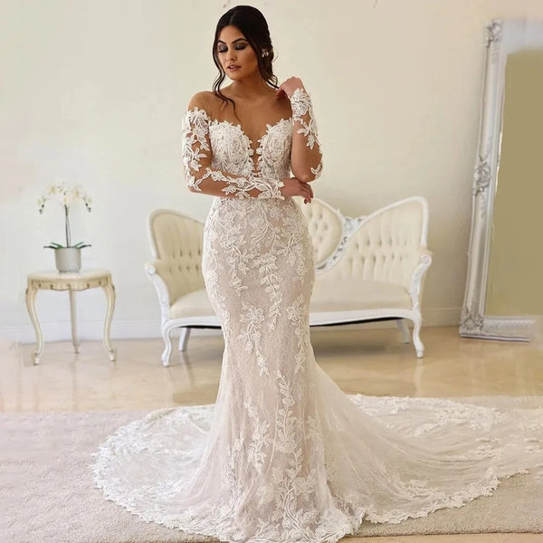 Robe sirène à manche longue 