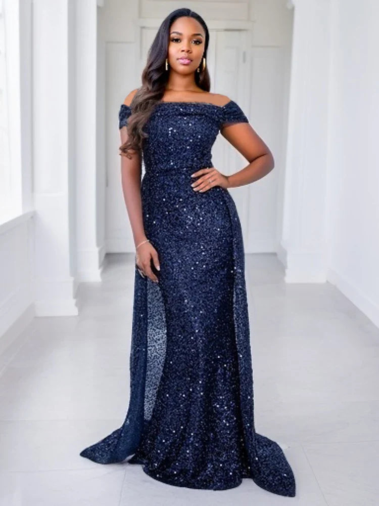 Robe sirene bleu paillete
