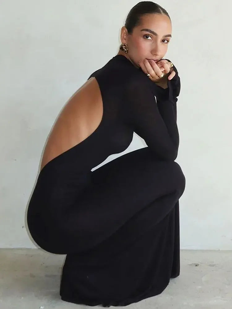 Robe sirène évasée noire