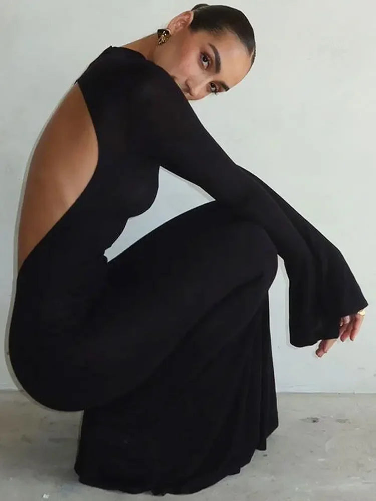 Robe sirène évasée noire