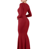 Robe sirène manche longue col carré